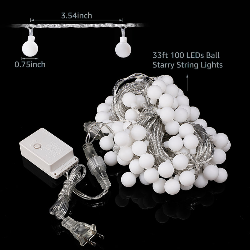 Trinx Eaglebarger 396'' LED 100 Bulb Globe String Light (End to End